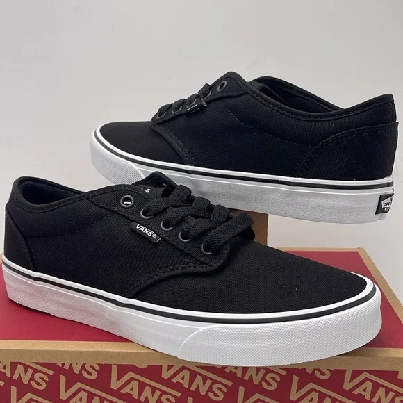 Vans Men’s Canvas Sneakers Classic Low-Top Design Atwood (Canvas) Black/White - Picture 9 of 16